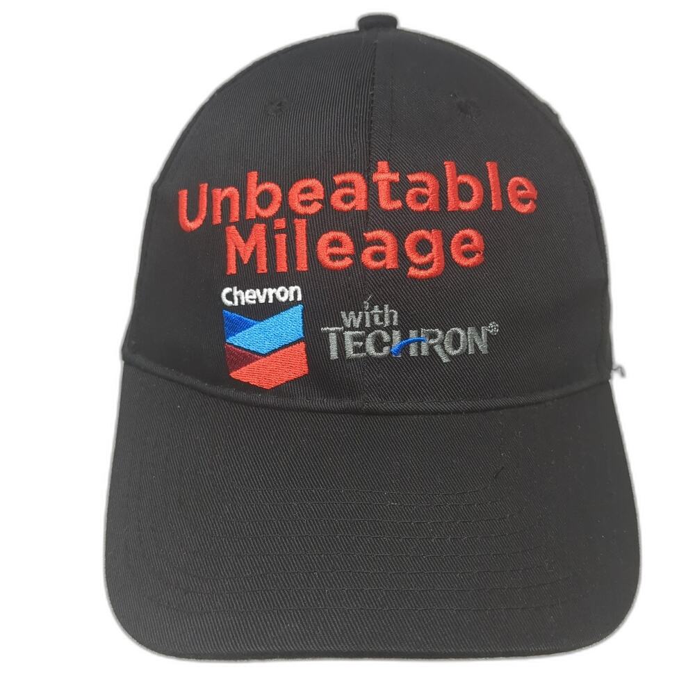 Unbeatable Mileage Chevron With Techron Strapback Hat Black One Size